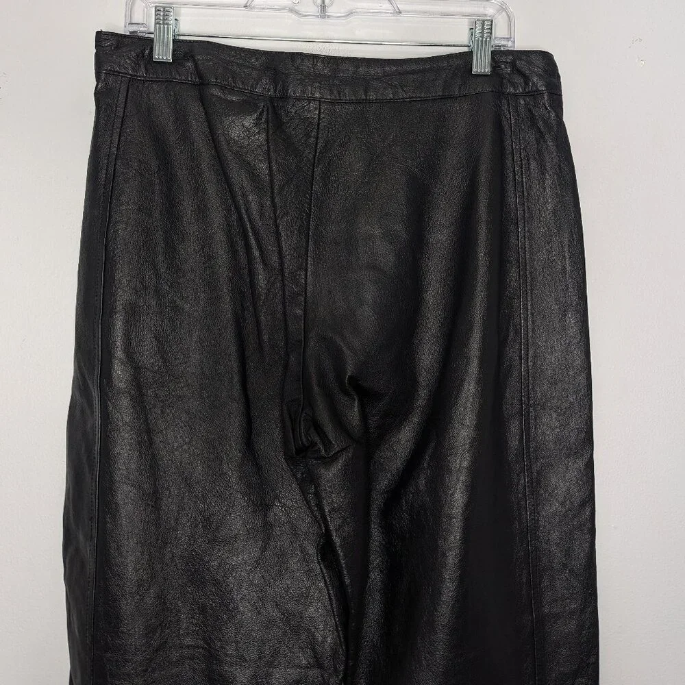Bagatelle Vintage 90s Black Leather Pants Relaxed Fit High Waist Size 12 - Picture 9 of 9